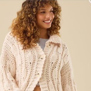Chunky Knit Cardigan in pale pink